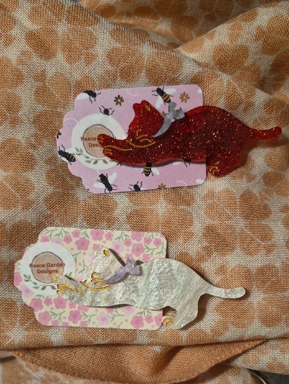 Glitter Hair Clip 🐈 STRETCHING CAT 🐈 Choose 1!